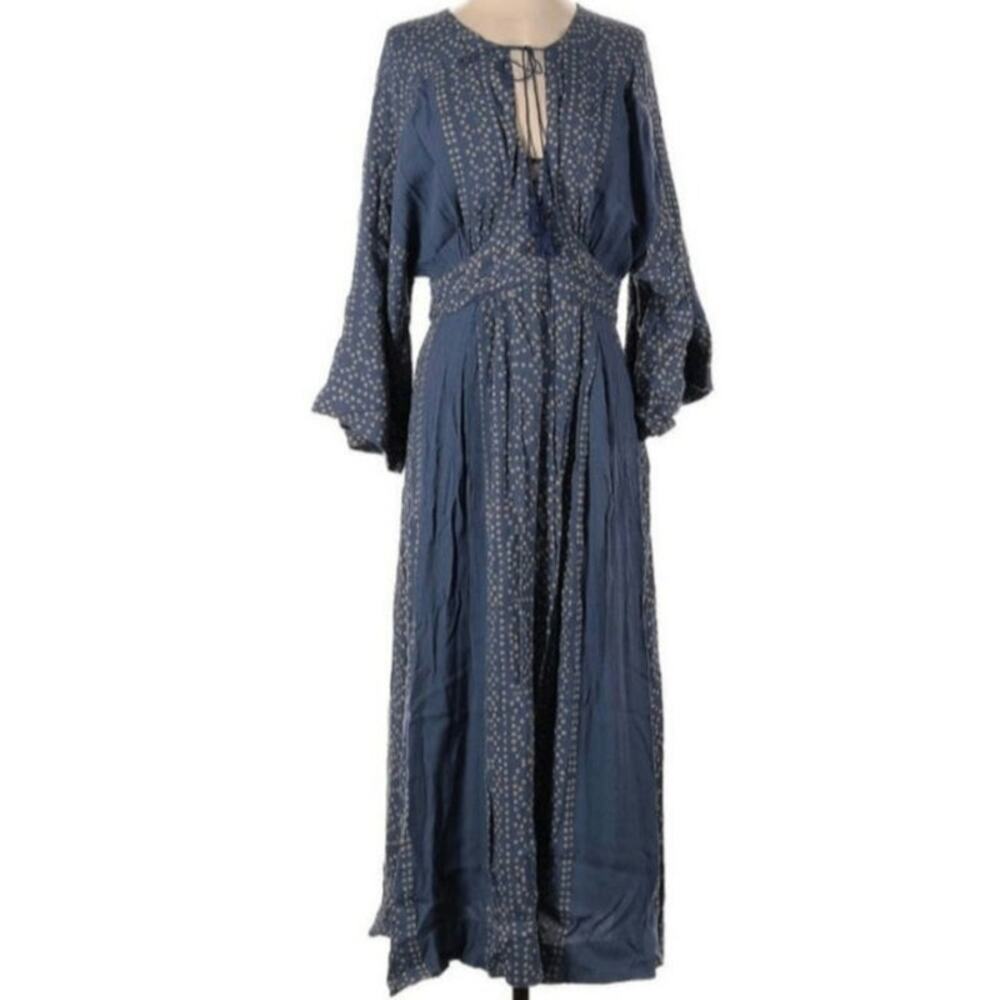 Free People Blue Boho Wide Sleeve Midi Dress - Picture 4 of 12